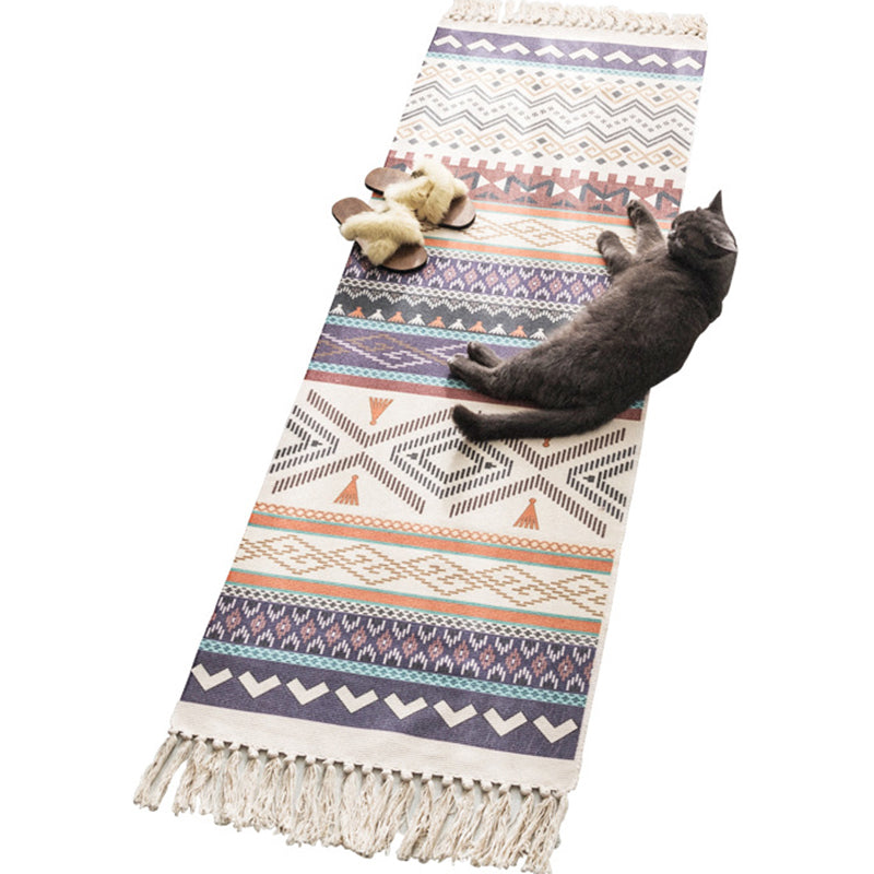 Tapis de chambre à coucher multicolores Boho Géométrique Print Indoor Tapis Jute Easy Care Area Friendly Area Area Capet With Tassel