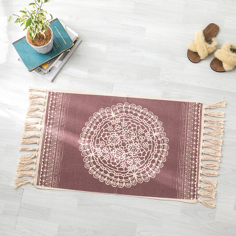 Tapis de chambre bohème Tapis à couleurs multi-couleurs Geo Print Area Tapis Jute Animal Friendly Care Care Totage résistant à la tache avec cornet