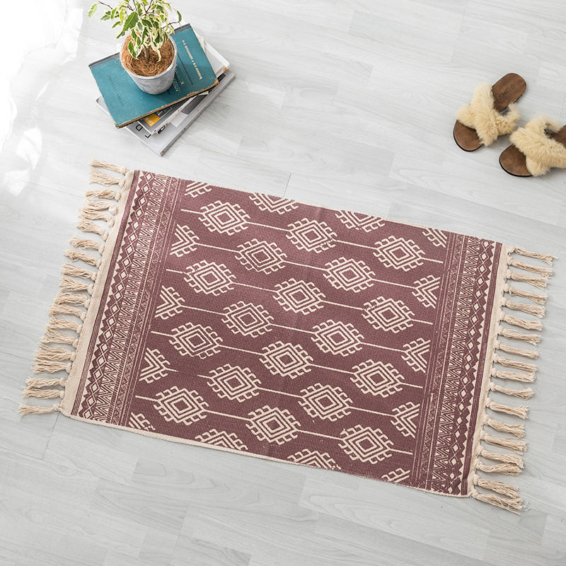 Tapis de chambre bohème Tapis à couleurs multi-couleurs Geo Print Area Tapis Jute Animal Friendly Care Care Totage résistant à la tache avec cornet