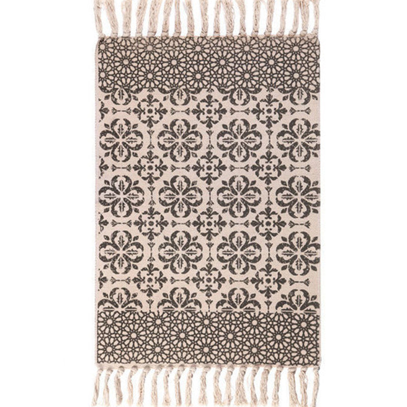 Tapis à imprimé géométrique éclectique Tapis d'intérieur en jute multicolo