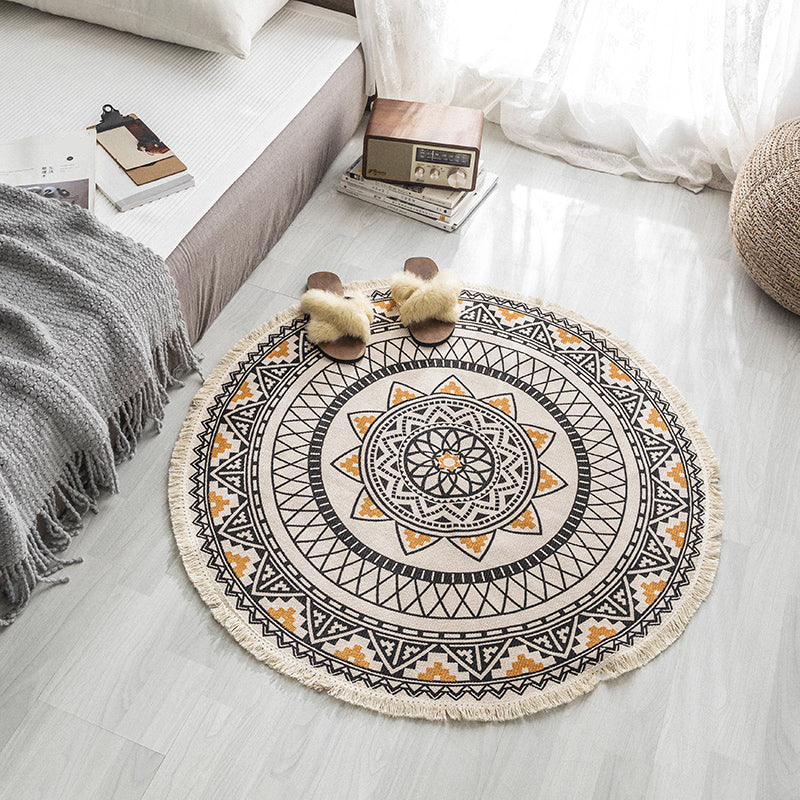 Tapis de chambre à coucher multicolores relaxant la zone imprimée géométrique Jute Jute Easy Care Anim Friendly Indoor tapis