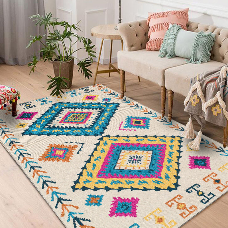 Alfombra de decoración nórdica alfombra de impresión geométrica multicolor Polyster no deslizante para mascotas alfombra lavable para mascotas