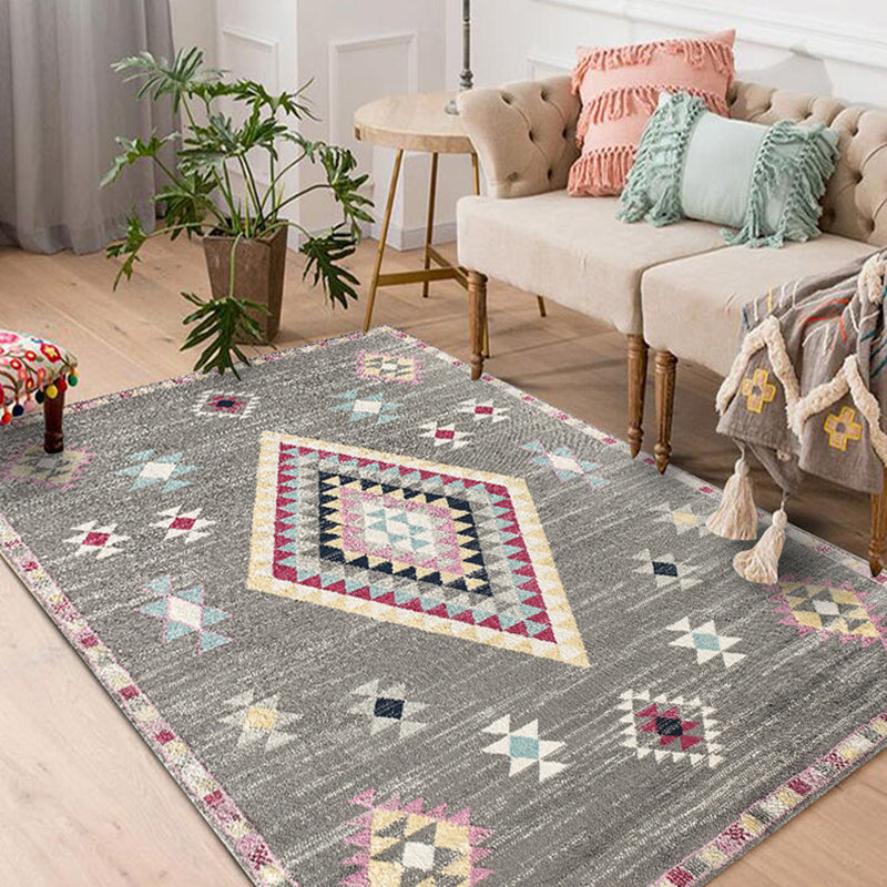 Nordic Decoration Rug Multicolored Geometric Print Indoor Rug Polyster Non-Slip Pet Friendly Washable Area Carpet