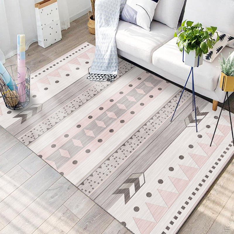 Nordic Decoration Rug Multicolored Geometric Print Indoor Rug Polyster Non-Slip Pet Friendly Washable Area Carpet
