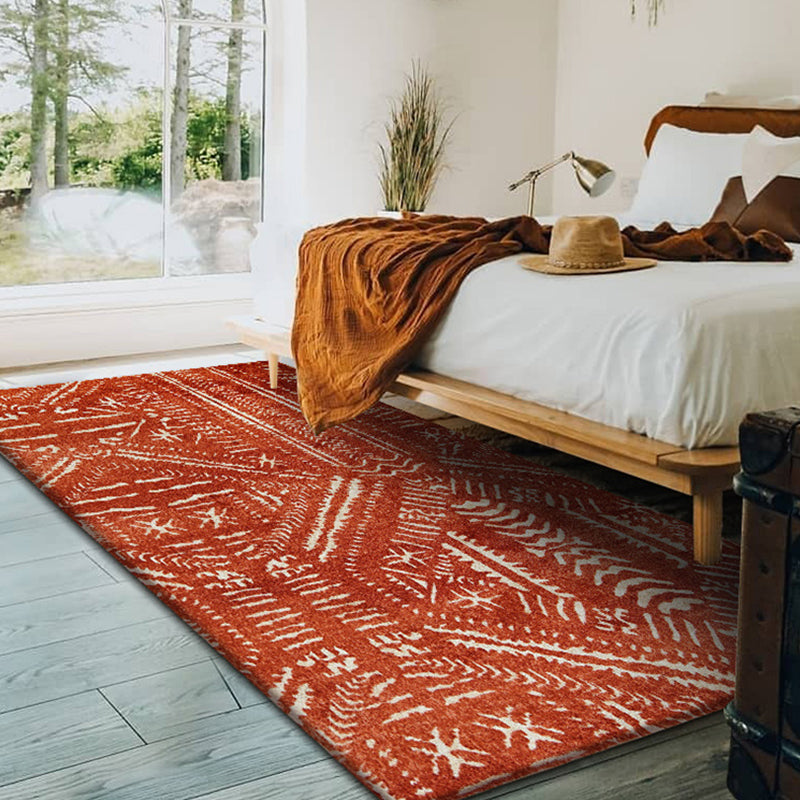 Ontspannende geometrische print Trug Rood Rood Polypropyleen Binnen Rug Anti-slip Achtersteun Pet Vriendelijk Gemakkelijke verzorgingstapijt voor Kamer