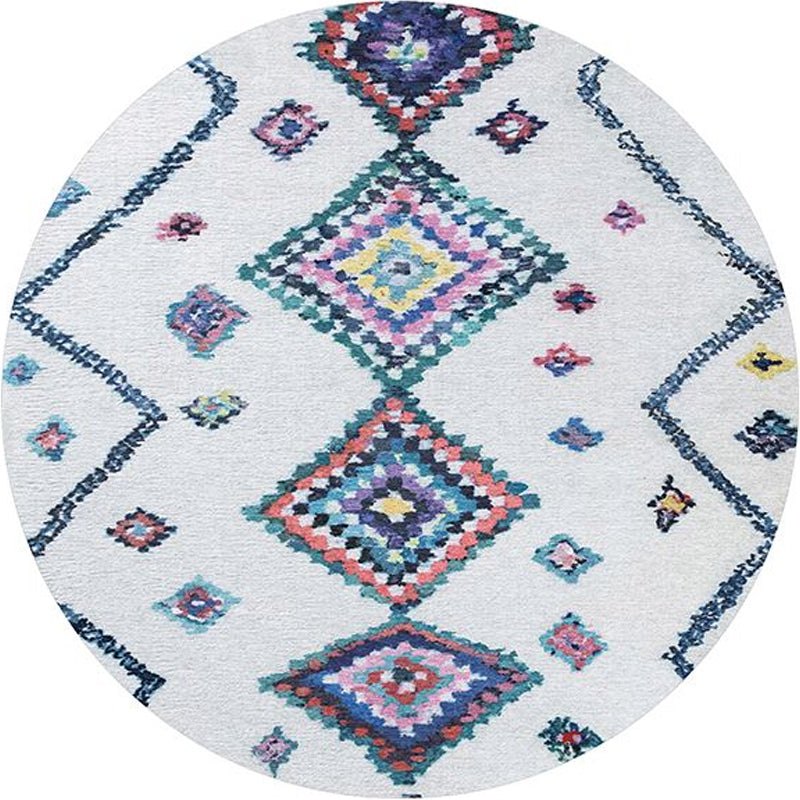 Southwestern Bedroom Rug Multi-Color Geometric Print Indoor Rug Polyster Anti-Slip Backing Pet Friendly Area Carpet