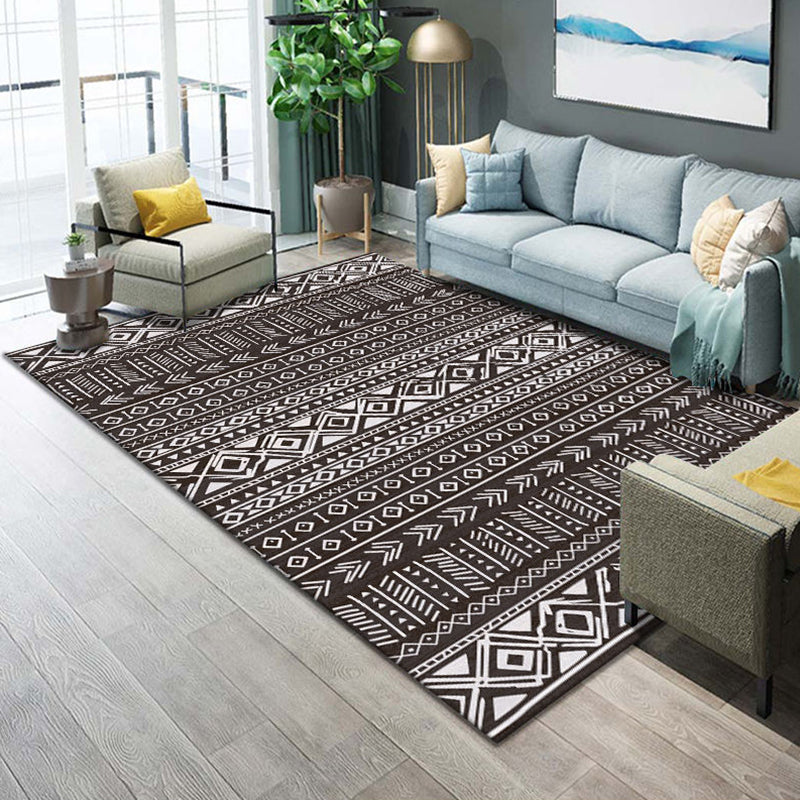 Western Parlor Rug Multi Color Geometric Print Area Carpet Polypropylene Easy Care Pet Friendly Washable Indoor Rug