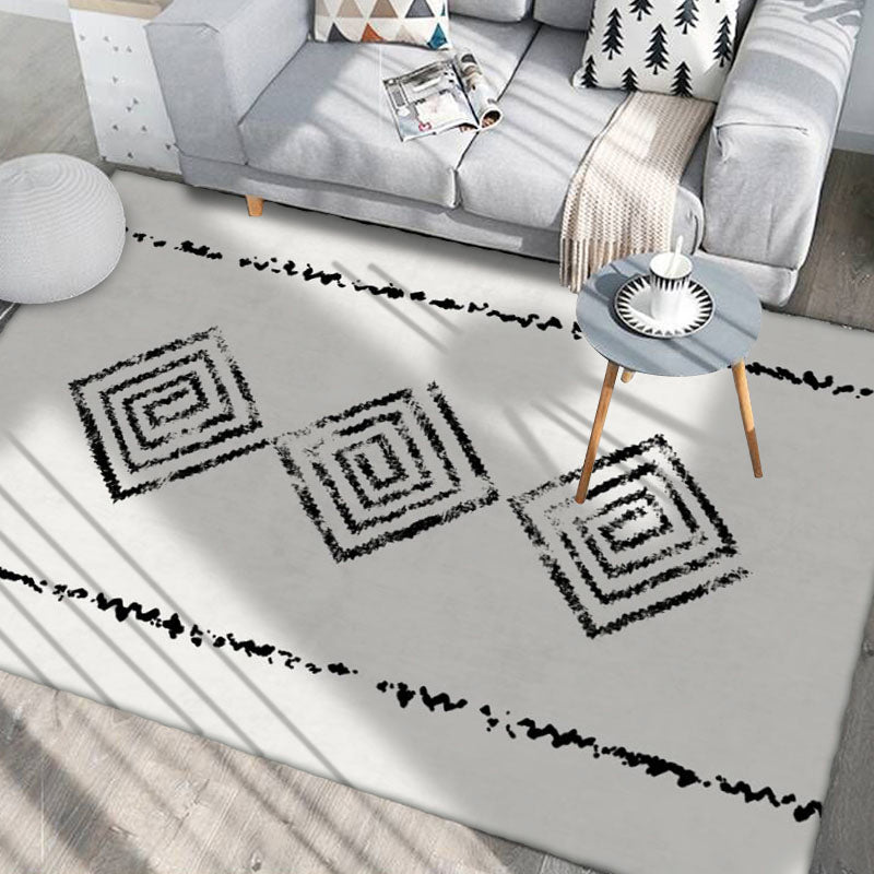 Funky geometrisch gedruckter Teppich Multi-Farb-Synthetik Innenteppich nicht rutschfest
