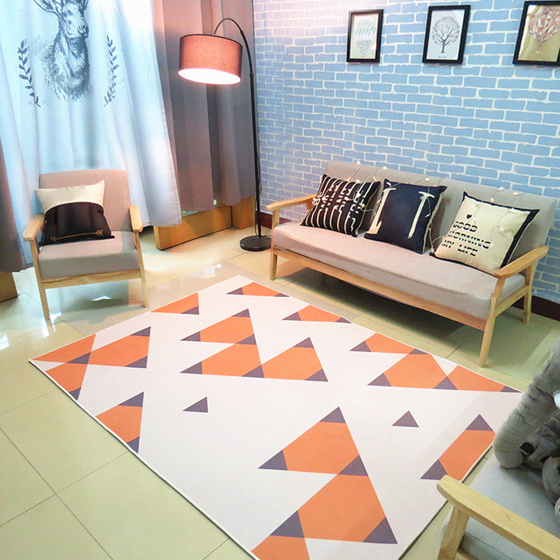 Nordic Wohnzimmer Teppich Multifarbene geometrische Druck in Indoor Rug Synthetik nicht rutscher Haustierfreundlicher Waschblatt Teppich