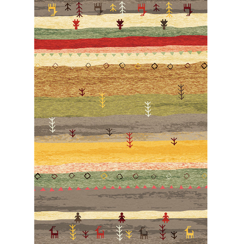 Casual Stripe Printed Rug Multi-Color Polyster Indoor Rug Anti-Slip Backing Pet Friendly Easy Care Area Carpet for Parlor