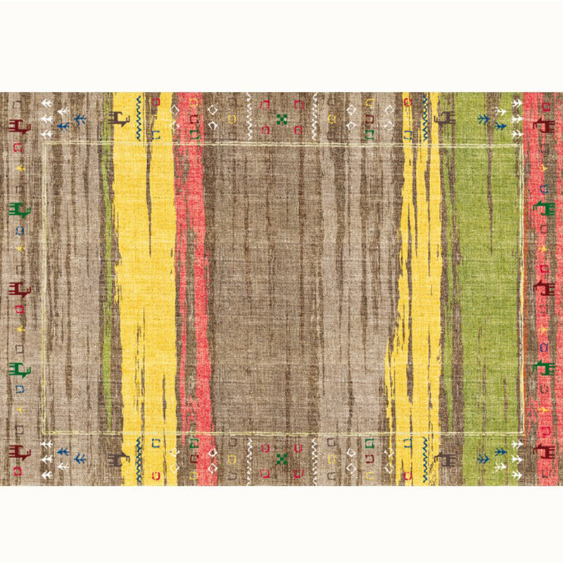 Casual Stripe Printed Rug Multi-Color Polyster Indoor Rug Anti-Slip Backing Pet Friendly Easy Care Area Carpet for Parlor