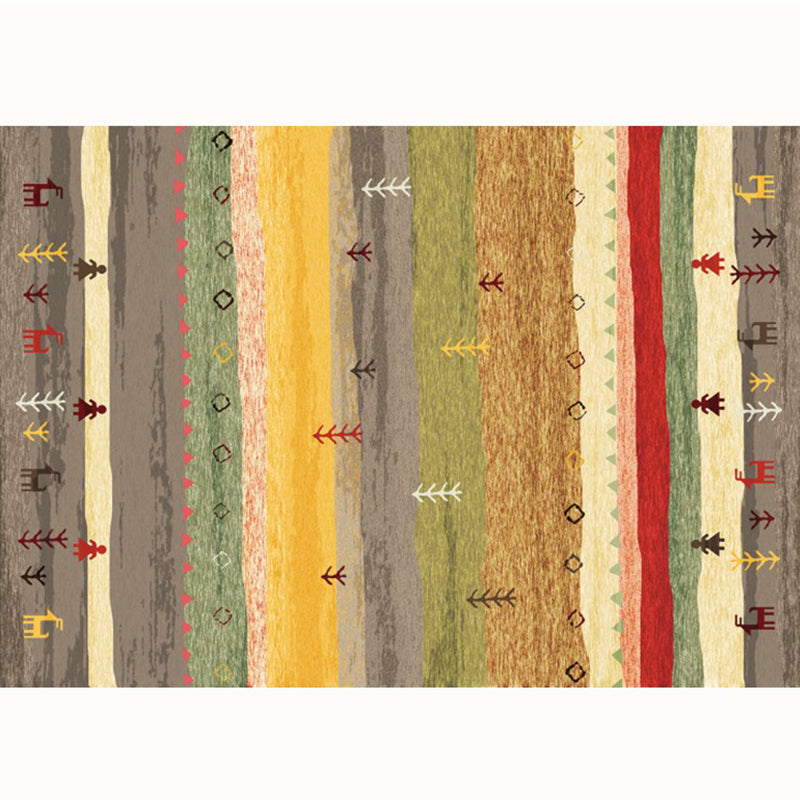 Casual Stripe Printed Rug Multi-Color Polyster Indoor Rug Anti-Slip Backing Pet Friendly Easy Care Area Carpet for Parlor