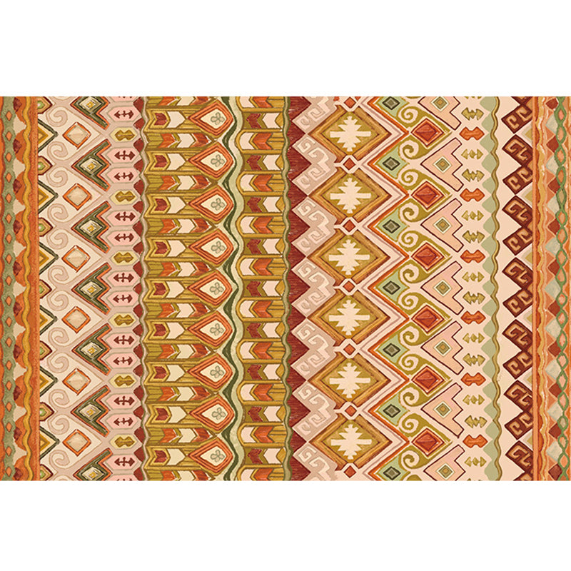 Bohemian Living Room Rug Multi Colored Stripe Print Indoor Rug Polyster Non-Slip Backing Pet Friendly Stain-Resistant Carpet