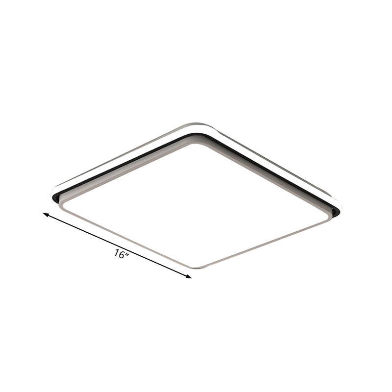 16 "/19.5" /35.5 " Wide Black and White Square/Rectangle Flush Lamp Modernist Led Acryl Flush Mount Ceiling Light in White/Warm Light