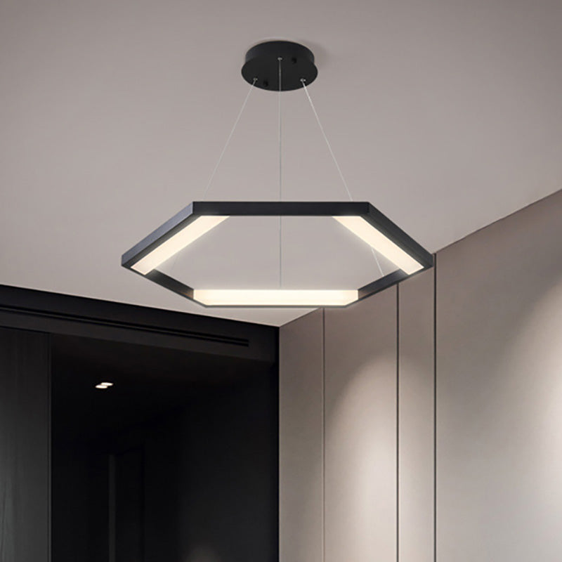 Hexagon Acrylique Chandelier Moderniste 1/2/3 Lights Black LED Plafond suspendu Light en blanc / lumière chaude