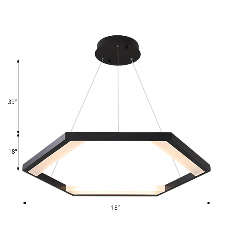 Hexagon Acrylique Chandelier Moderniste 1/2/3 Lights Black LED Plafond suspendu Light en blanc / lumière chaude