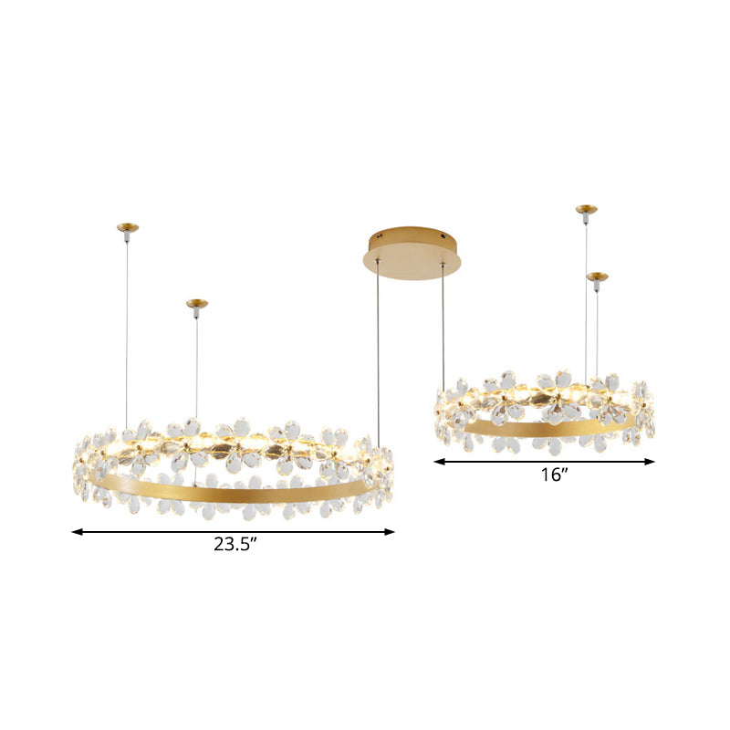 White Garland Shape Chandelier Lamp Contemporary 2/3 Lights Led Crystal Pendant Lighting Fixture in White/Warm Light