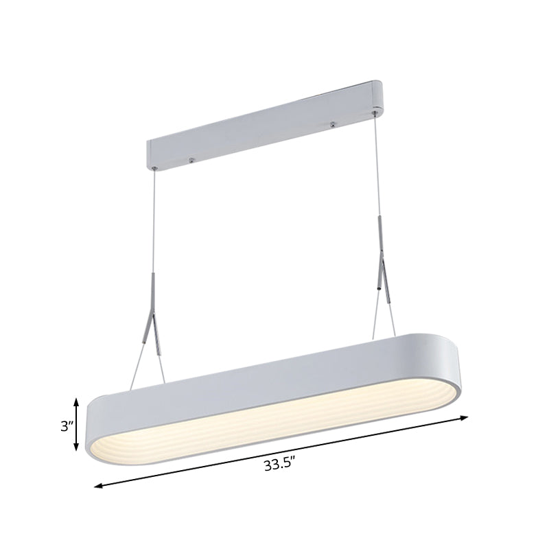 Metal Rectangle Chandelier Lighting Modernist Led 33.5"/47" Wide White/Grey Hanging Lamp Kit with Recessed Diffuser in Third Gear