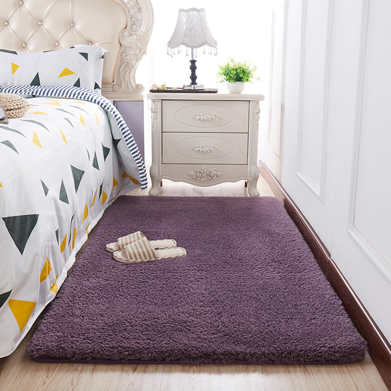 Modern Bedroom Rug Multi Color Solid Color Area Rug Cotton Blend Non-Slip Backing Easy Care Pet Friendly Carpet