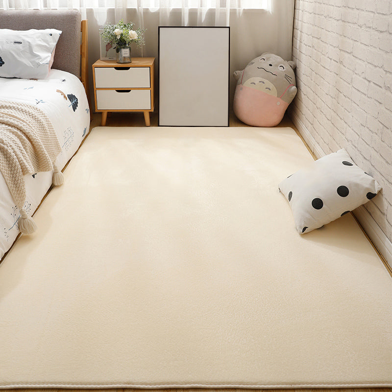 Minimalist Bedroom Rug Multi Color Solid Color Area Rug Cotton Blend Non-Slip Backing Stain-Resistant Easy Care Area Carpet