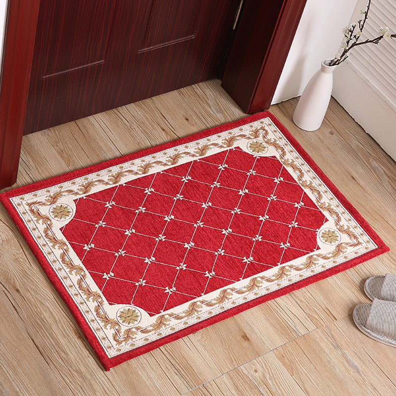 Retro Geometric Patterned Rug Multi Colored Polyster Indoor Rug Non-Slip Pet Friendly Easy Care Area Carpet for Home