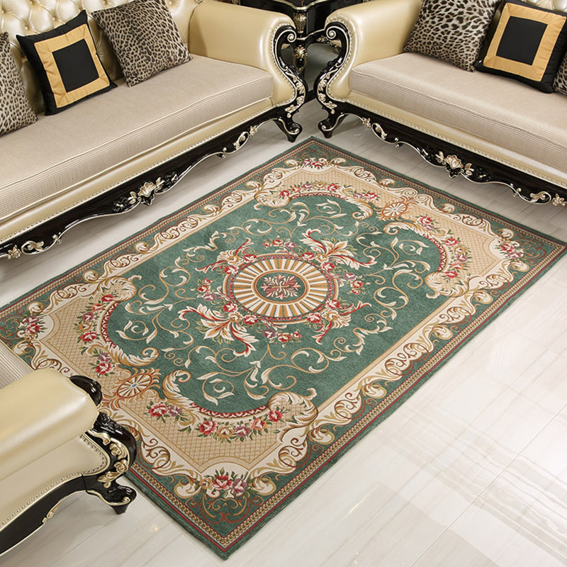 Shabby Chic Flower Rug Multi Colored Synthetics Area Carpet Non-Slip Backing Stain-Resistant Washable Area Rug for Parlor