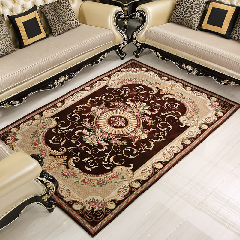 Shabby Chic Flower Rug Multi Colored Synthetics Area Carpet Non-Slip Backing Stain-Resistant Washable Area Rug for Parlor