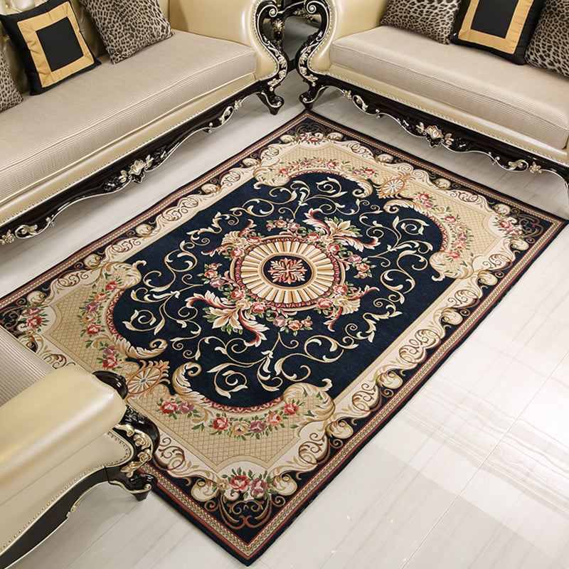 Shabby Chic Flower Rug Multi Colored Synthetics Area Carpet Non-Slip Backing Stain-Resistant Washable Area Rug for Parlor