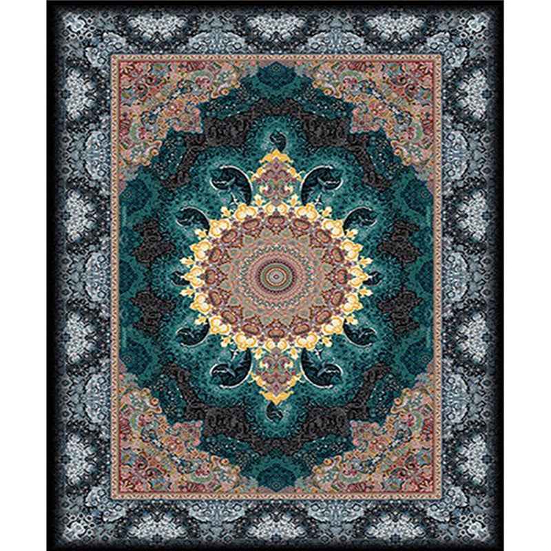 Multi Color Retro Rug Polypropylene Flower Printed Area Carpet Pet Friendly Machine Washable Indoor Rug for Parlor