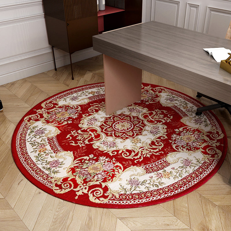 Vintage Floral Pattern Rug Multi-Colored Polyster Indoor Rug Non-Slip Backing Machine Washable Easy Care Carpet for Room