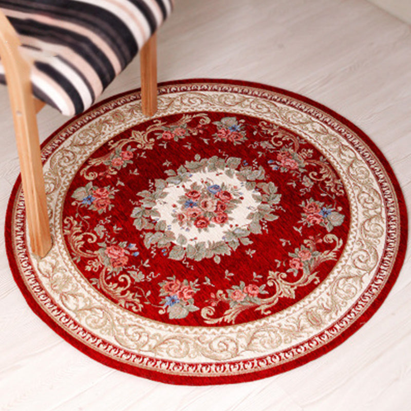 Casual Decoration Rug Multi Colored Flower Print Indoor Rug Polyster Non-Slip Backing Stain-Resistant Area Carpet