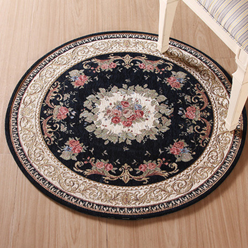 Casual Decoration Rug Multi Colored Flower Print Indoor Rug Polyster Non-Slip Backing Stain-Resistant Area Carpet