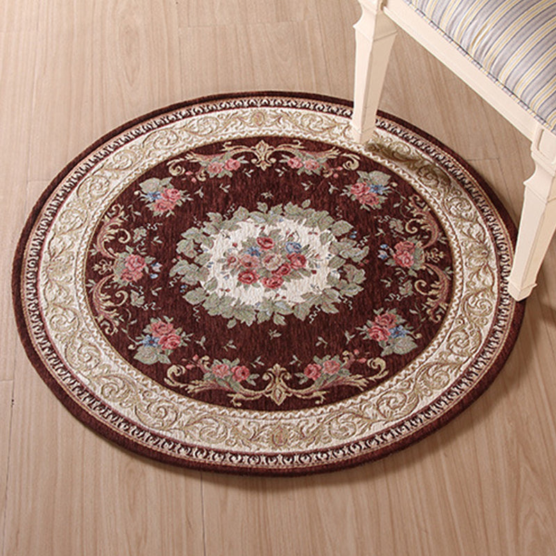 Casual Decoration Rug Multi Colored Flower Print Indoor Rug Polyster Non-Slip Backing Stain-Resistant Area Carpet