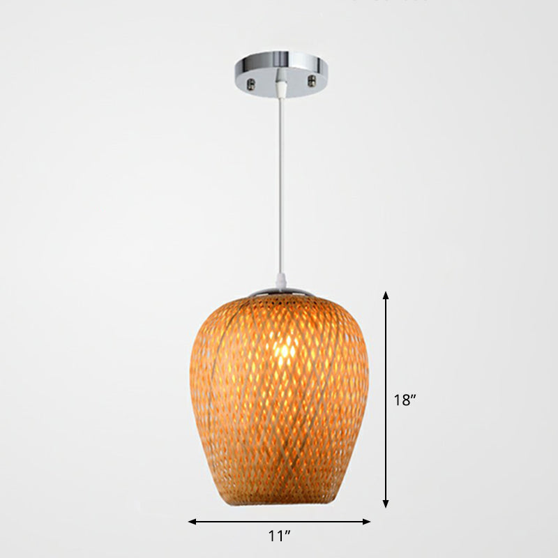 Sky Lantern-vormige hanglampverlichting Aziatische Bamboo Single-Bulb Study Room Hanging Lamp