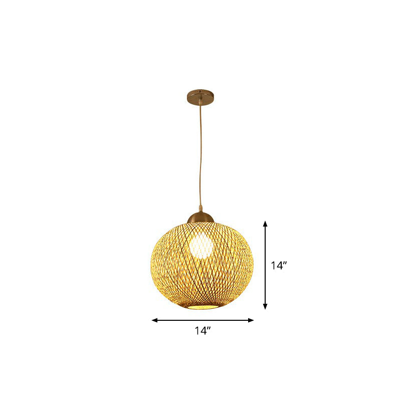 Ristorante sferico Assiciare lampada a sospensione Bamboo Single Asia Pendant Light in beige