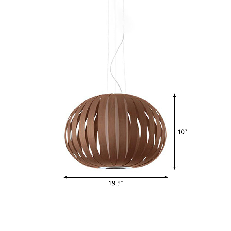 Impiallacciatura in legno a ciondolo globale lampada asiatica 1 appuntamento di illuminazione sospeso per il ristorante