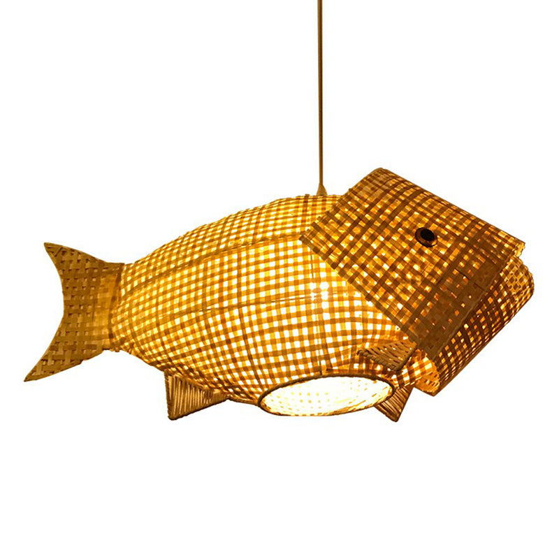 Luce a soffitto a forma di pesce intrecciata in bambù Light Asia ASIAN ASIGLIO BEIGE Sospensione per il ristorante