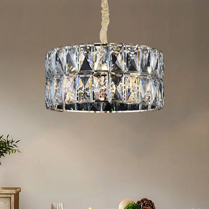 Clear Crystal Round Chandelier Lighting Modernist Multi Lights Black Hanging Ceiling Lamp for Living Room