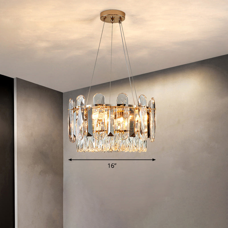 Clear Crystal Circle Chandelier Light Minimalism Ceiling Suspension Lamp for Dining Room