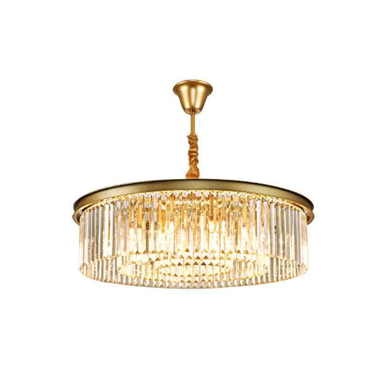 Layered Round Crystal Ceiling Lighting Modern Gold Finish Chandelier for Living Room