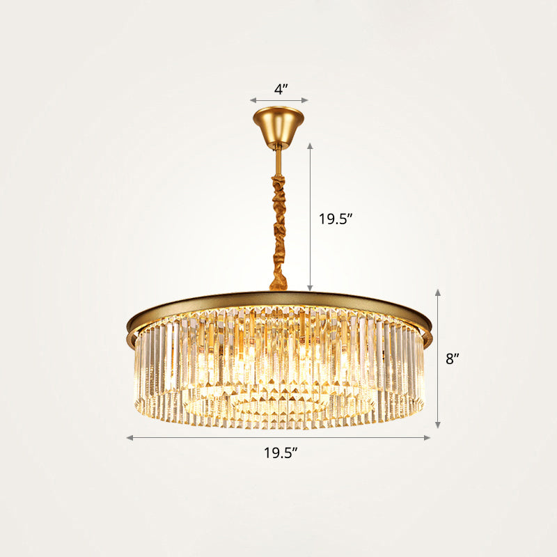 Layered Round Crystal Ceiling Lighting Modern Gold Finish Chandelier for Living Room