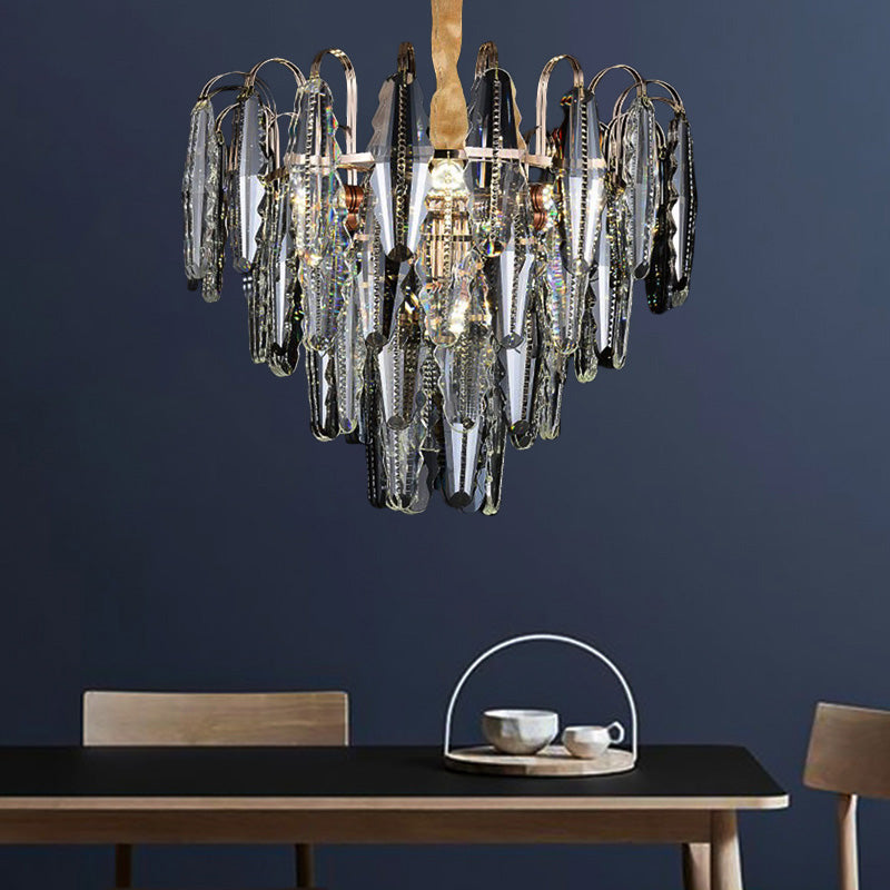 Willow Shape Bedroom Chandelier Clear Crystal Multi Lights Contemporary Ceiling Pendant Light