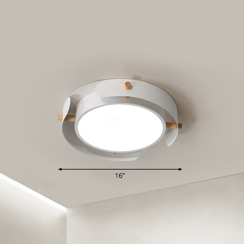 LED Round Flush Mount Lighting Fixture Minimalist Metal Bedroom Ceiling Mounted Light