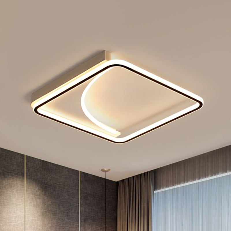 Minimalistic Ceiling Flush Light Black Square LED Flush Mount Fixture with Acrylic Shade