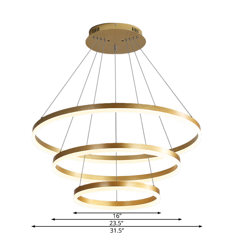 Éclairage de lustre en acrylique rond 3 LIMES MODERNES PLAND PLANDANT LED GOL