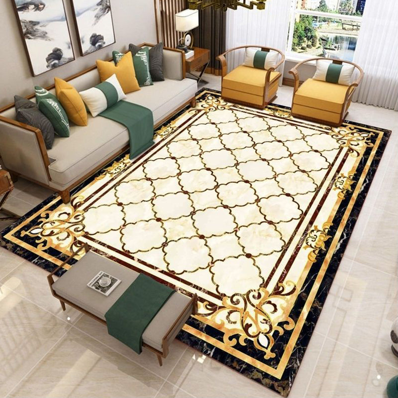 Nostalgia Living Room Tapis Synthétique Anti-Slip Floral Area Synthetics Anti-slip Floral Areat Floral Synthetics