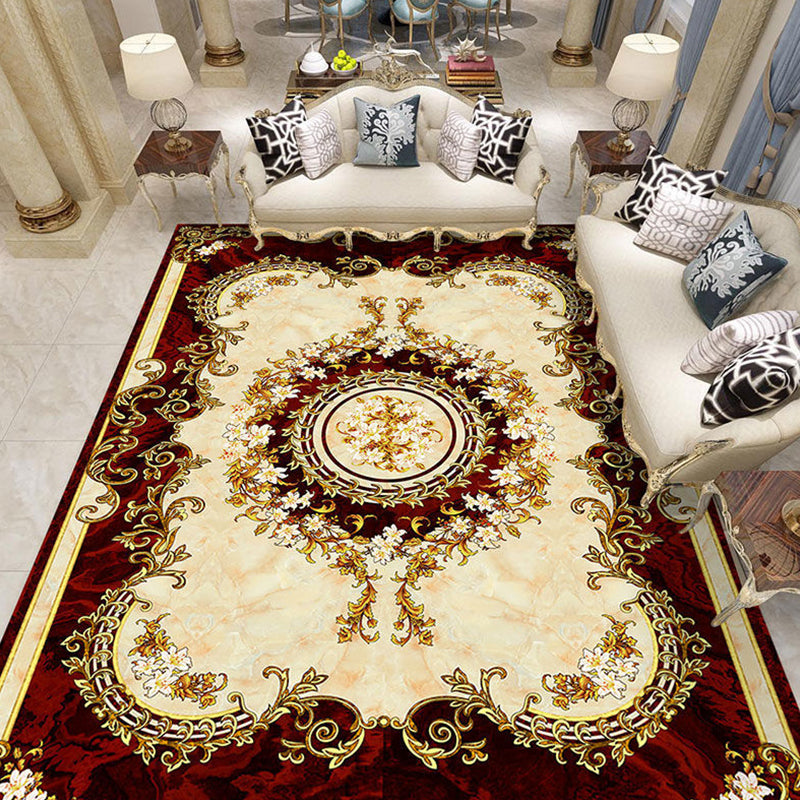 Nostalgia Living Room Tapis Synthétique Anti-Slip Floral Area Synthetics Anti-slip Floral Areat Floral Synthetics