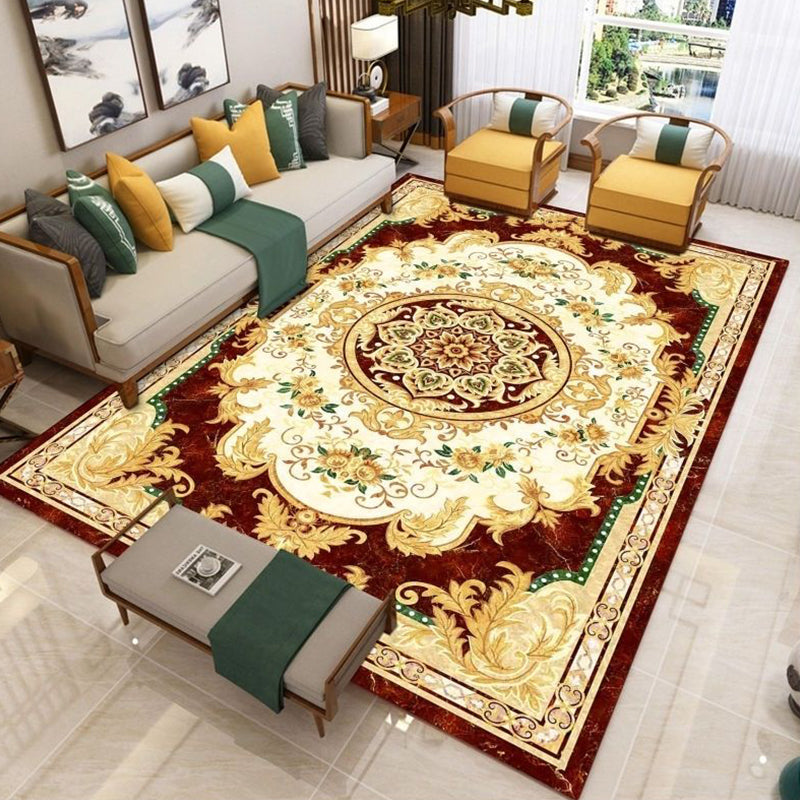 Nostalgia Living Room Tapis Synthétique Anti-Slip Floral Area Synthetics Anti-slip Floral Areat Floral Synthetics