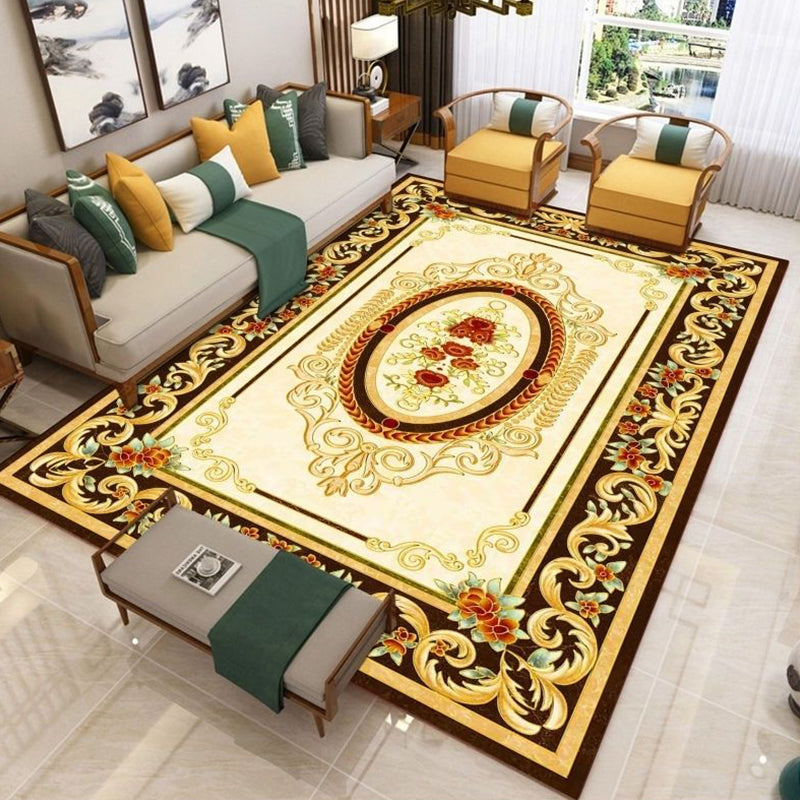 Nostalgia Living Room Tapis Synthétique Anti-Slip Floral Area Synthetics Anti-slip Floral Areat Floral Synthetics