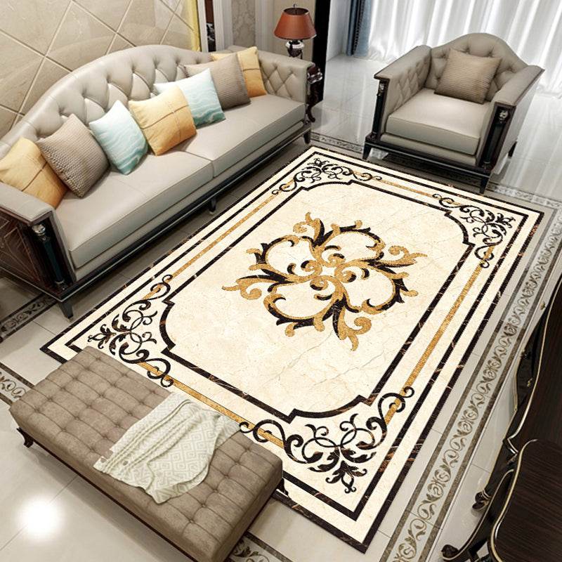 Multi Color Geometric Print Rug Polyster Retro Indoor Rug Non-Slip Backing Stain-Resistant Area Carpet for Living Room